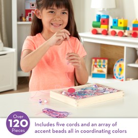 Melissa & Doug Created by Me! Heart Beads Wooden Bead Kit, 120+ Beads and 5 Cords for Jewelry-Making