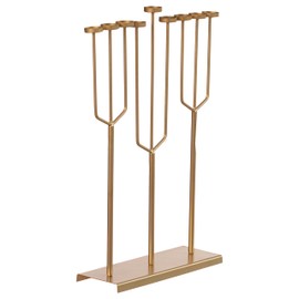 Modern Design Small Hanukkah Menorah Exceptional presentational Piece, 9 Branch Tea Light Candle Holders, Gold