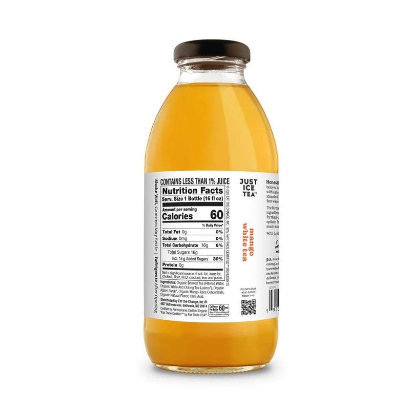 Just Ice Tea Organic Iced Tea, 16 Fl Oz Glass