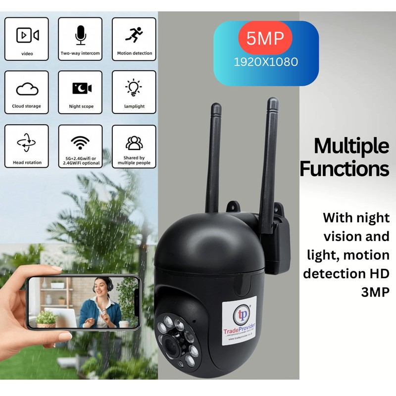 TradeProvider® Dome Camera Home Security with Audio, CCTV Pet Dog