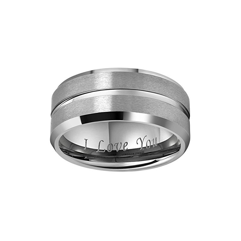 CROWNAL 10mm 8mm 6mm Tungsten Wedding Band Ring Engraved I