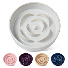 vancasso Slow Feeder Dog Bowl, 1.5 Cups Ceramic Slow Feeder for Small and Medium Breed, Puzzle Maze Dog Food Bowl for Fast Eater, Light Gray