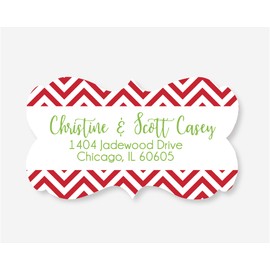 36ct - Christmas Decorative Chevron Return Address Sticker/Label for Christmas Cards (#440-WH)