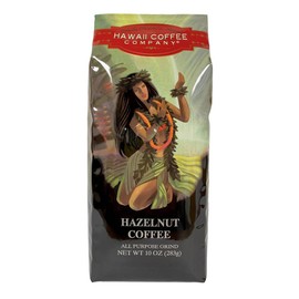 Hawaii Coffee Company Hazelnut 10% Hawaiian Ground Blend 10oz Bag x1