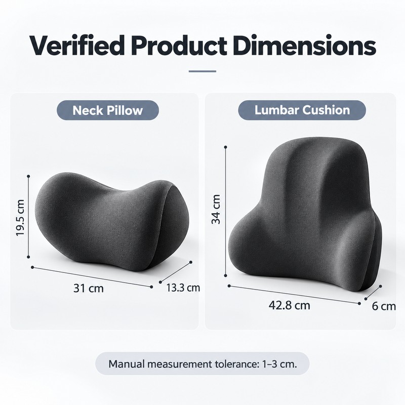 Memory Foam Car Neck & Lumbar Support Pillows for Driving