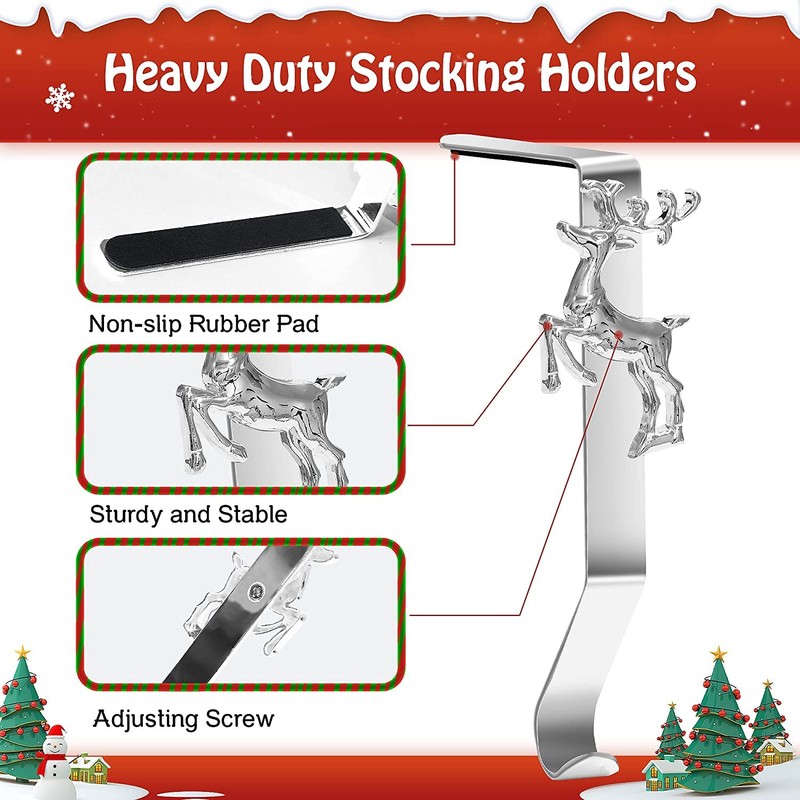 KAHEIGN 5Pcs Christmas Stocking Holders, 5 Styles Snowflake Reindeer Snowman