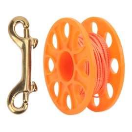 Diving Spool Plastic Prevent Winding Lightweight Diving Finger Reel with Copper Snap Clip for Cave Dive Fishing 59.0ftOrange