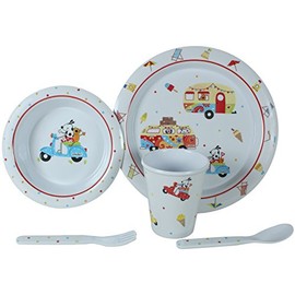 Flamefield Kid's Sparky and Friends Dining Set (Pack of 5) - White/Red