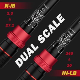 VANPO 1/4-inch Drive Click Torque Wrench, 20-240 in. lb/2.3-27.1 Nm, Inch Pound Torque Wrench Set with 1/4" to 3/8" Adapter, 10cm Extension Bar, Small Bike Torque Wrench for MTB, Bicycle Maintenance