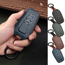 RAGBUSCLE Key Fob Cover Key Fob Case ion Shell PU Leather ive Button Key Covers w/Keychain Ring Compatible with Toyota Compatible with RAV4 Prius Avalon Corolla Prado CHR Camry Highlander 4Runner, Br