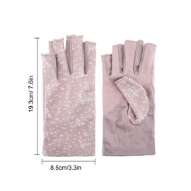 Maxdot 1 Pair Women Sunblock Fingerless Gloves UV Protection Driving Gloves Summer Mitten Non Slip for Outdoor Cycling Manicures (Dark Purple)