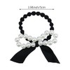 7 Pcs Pearl Black Elastic Hair Ties Ponytail Holders Pearl