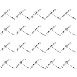White 6x7#, Durable Fishing Rolling Swivels Set, 3-Way Cross-line Barrel Swivels, Ball Bearing Hooks, and T-Turn Connectors for Anti-Tangle Fishing