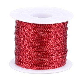 Red Metallic Cord 1 mm x 100 m for Crafts, Gift Wrapping, Christmas Decoration (Red)