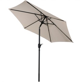 Sunnydaze 7.5 Foot Outdoor Patio Umbrella with Tilt & Crank, Aluminum, Beige
