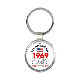 Gift Keychain : 1969 Birthday All American Original Classic Flag Patriotic Age