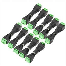 Burnt Bridge 12v DC Power Jack Adapter Connector - Screw Type 10 Male and 10 Female Connector for Led Strip CCTV Camera
