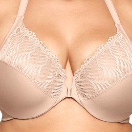 Glamorise Womens Front-Close T-Back Wonderwire Underwire #1246 Full Coverage Bra, Cafe , 34B US
