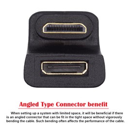 cablecc Mini HDMI 1.4 Up Opposite U 360 Degree Shape Back Angled Male to Mini Female Extension Adapter Converter