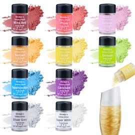 Edible Glitter for Cocktails, 10 Colors Luster Dust Edible Set, Food Grade Glitter Shimmer Sprinkle Powder or Drinks, Baking, Strawberries,Cakes, Cupcakes, Cookies Decoration