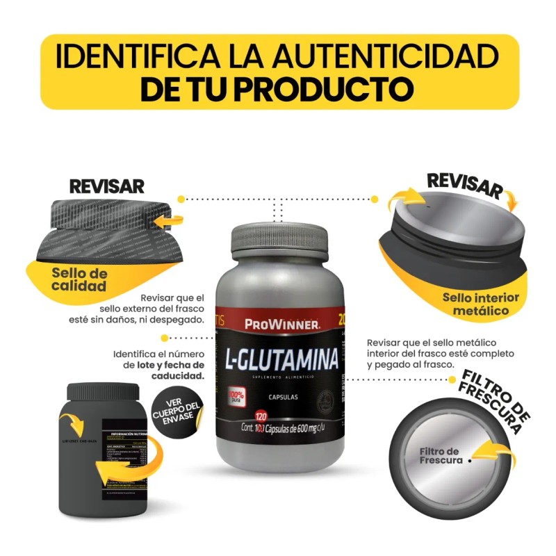 L-glutamina (100 Caps 20 Extra) Prowinner Sin Sabor