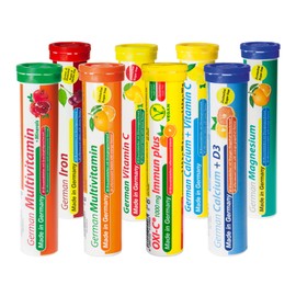 Effervescent Tablets Trial Package T&D Pharma – 8 x 20 = 160 German effervescent Tablets – Vitamin and Mineral Mix – Fruity Flavours – Made in Germany