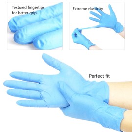 Disposable Gloves – Safe Fit, Light, Nitrile Gloves, Powder-Free, Latex-Free, Medical Grade, AQL 1.5 Easy Work, Cleaning Gardening Tool, Tattooist, 200 Piece, blue