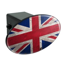 GRAPHICS & MORE Rustic Distressed United Kingdom British Flag Oval Tow Trailer Hitch Cover Plug Insert