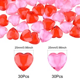 TUPARKA 60 PCS Acrylic Hearts Red Acrylic Hearts for Table Scatter,Home Decoration,Vase Fillers in Valentine's Day