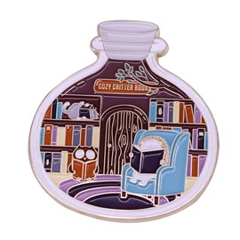 Cute Hedgehog Reading Hard Enamel Pins Cozy Critter Books Metal Badge Pin Cartoon Brooch Animal Library Brooch in Bottle Backpack Collar Lapel Badges Jewelry Gift