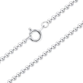 DTPsilver® 925 Sterling Silver Delicate and Robust Necklace / Ball Chain - Spring Ring Clasp - Width: 2 mm - Various Lengths : 40, 45, 51, 55, 61 cm, Sterling Silver