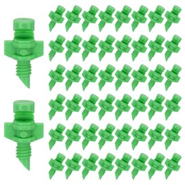 M METERXITY 50-Pack Misting Nozzles, 180 Degree Irrigation Emitter Sprinklers for Garden/Plant/Lawn Water Irrigation System Barbed Refraction Atomizing Dripper [Green]