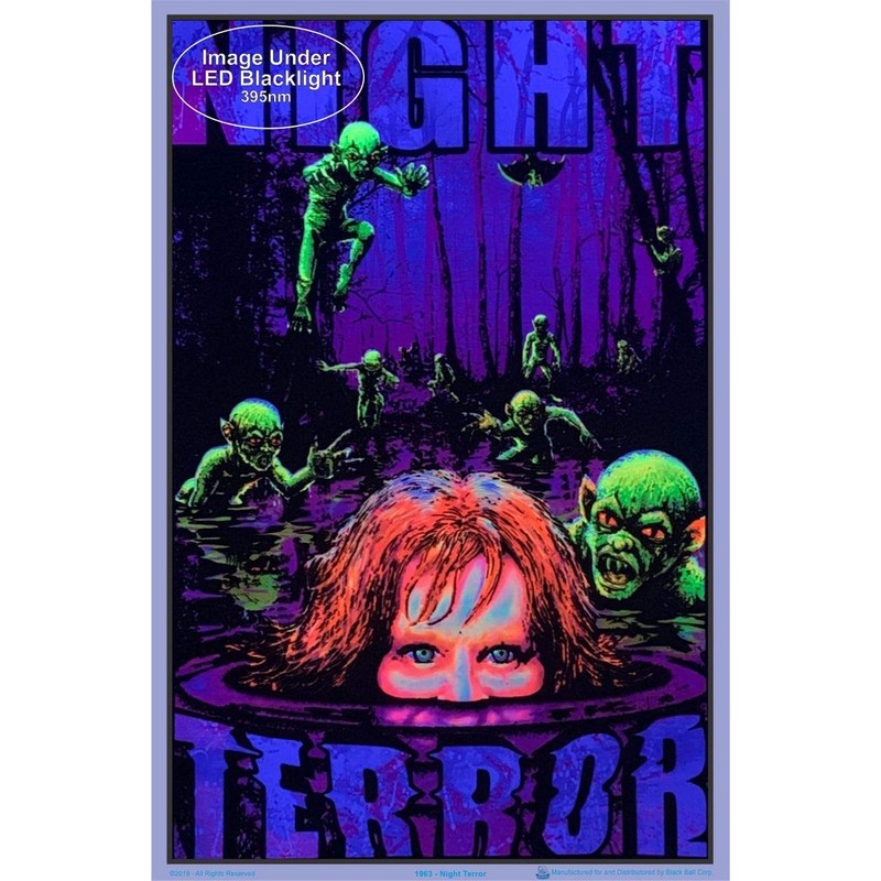 Night Terror - Flocked - Blacklight Poster - 23" x