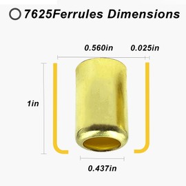 25PCS 7325 Hose Ferrules Brass Fitting, 0.560in ID x 1in Long for Air, Torch, Acetylene Hose Repair - Use With hose Crimper Tool Kit