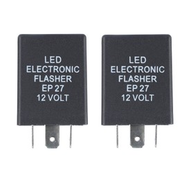 2 Pack EP27 Electronic LED Flasher Relay 5 Pin 12V for Vehicle Turn Signal Bulbs Fix Hyper Flash Rapid Blink Issue