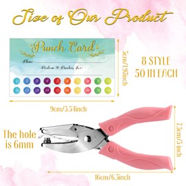 Fumete 200 Pieces Reward Punch Cards with Hole Puncher, 3.5 x 2 inch Incentive Loyalty Reward Card for Classroom Home School Supplies Students Teachers Kids, 8 Styles (Cute Style, 20 Holes)