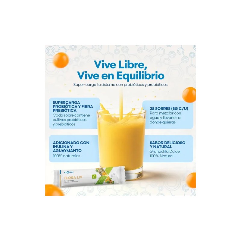Fuxion | Flora Liv | Bebida Prebióticos Y Probióticos |