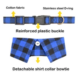 Cotton Dog Collar with Bowtie, Comfortable Adjustable Cute Lapel Design Dog Bow Tie Collar for Small Medium Large Boys and Girls Pets (M(13-18IN), Blue)