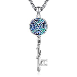 Eusense 925 Sterling Silver Pentagram Necklace Triple Moon Goddess Necklace Hecate Pendant Sun and Moon Pendant Jewellery Gifts Spiritual Amulet Wiccan Pagan Talisman for Men Women, Sterling Silver,