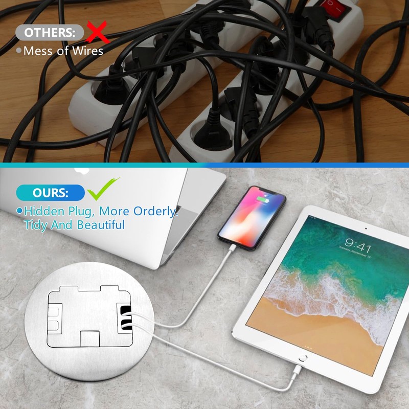 KYHSHJ Recessed Circular Floor Socket Kit with 2 * 20A