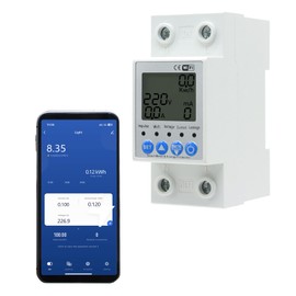 JOYELEC Smart WLAN Electricity Meter, DIN Rail 1 Phase 63 A 230 V (90-250 V) Ammeter Voltmeter WiFi Remote Control AC Meter KWh Meter Digital Energy Meter Current Meter