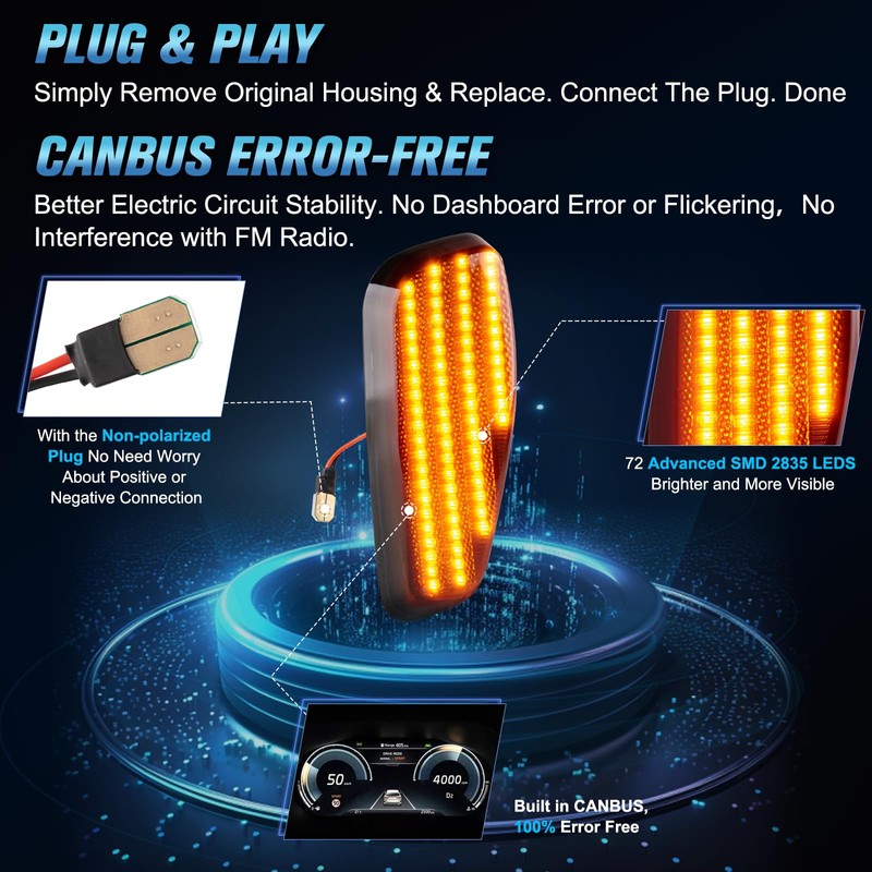POPMOTORZ LED Side Indicator Indicator Black with Canbus Error Free