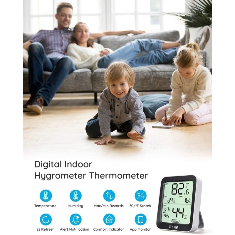 Govee Hygrometer Thermometer H5075, Bluetooth Indoor Room Temperature Monitor Thermometer
