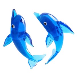 SHOWERORO 2pcs Dolphin Ornament Tabletop Miniatures Micro Crystal Decorations Sea Animal Ocean Animal Statue Glass Dolphin Statue Glass Desktop Dolphin Decor Glass Craft Dolphin Cute