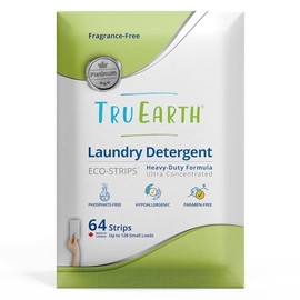 Tru Earth Platino hipoalergénico, ecológico y biodegradable, sin plástico, resistente, para ropa sucia, tiras ecológicas para pieles sensibles, 64 uni