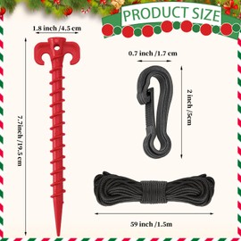 AUGSUN 27 Pieces Plastic Inflatable Stakes Set, Include Tent Stakes, Tethers Ropes and Hooks Heavy Duty Garden Yard Stakes for Christmas Outdoor Decorations (Red)