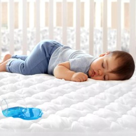 Biloban Waterproof Crib Mattress Protector 52"X28" Fitted Quilted Noiseless Mattress Pad