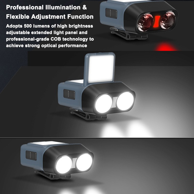 LED Sensor Light Brightness Adjustable Headlamp COB Hat Clip Light