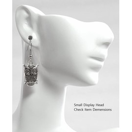 Great Horned Owl on Branch - 22.5x14mm - Tibetan Silver charm dangle earrings. Hypoallergenic Stainless-Steel Fishhook or Silver Plated Ball-Post, or Clip-on Earrings Opt.