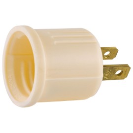 GE, Converts Lamp, Perfect for Workshop, Garage or Utility Room, Polarized Plug, UL Listed, Light Almond, 54173, Outlet to Socket Adapter